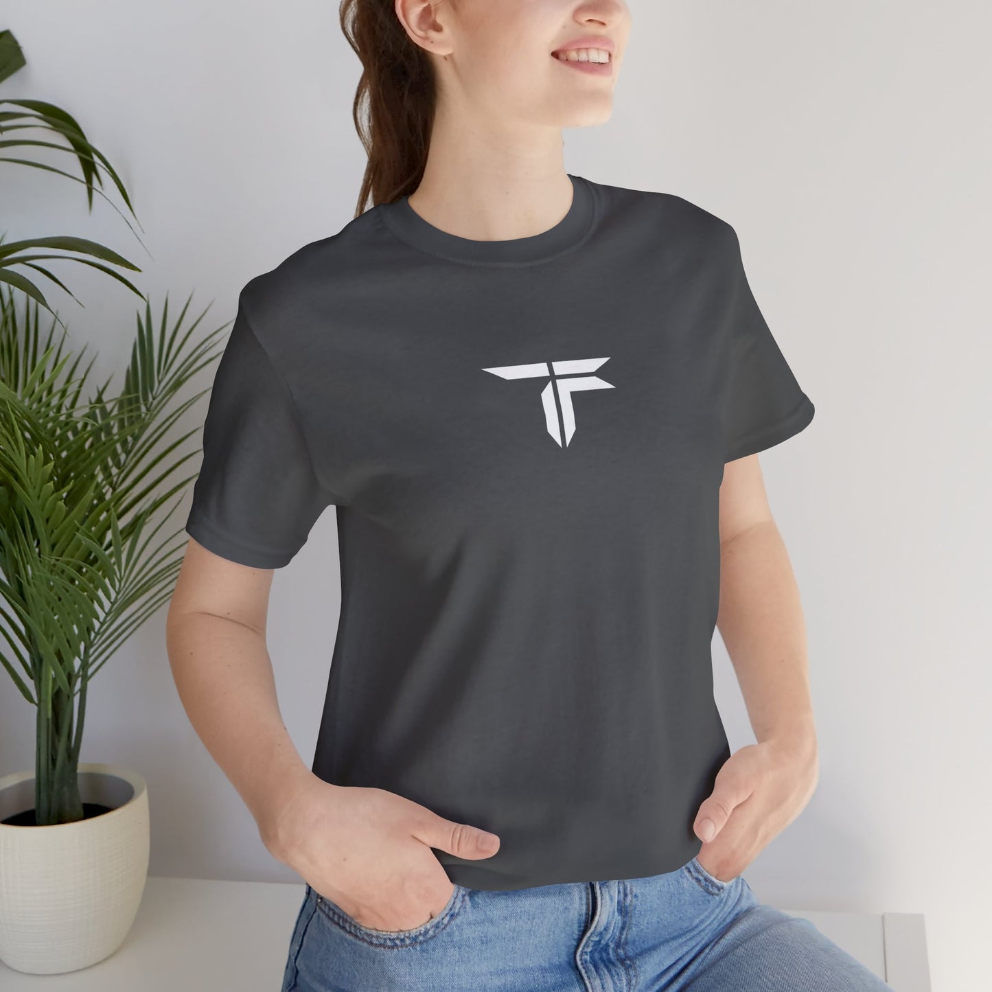 Minimal Trooper White Logo T‑Shirt — Small Chest Emblem Tee