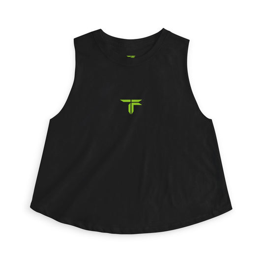 Crop Top — Minimal Neon Green Logo Women's Muscle Tank