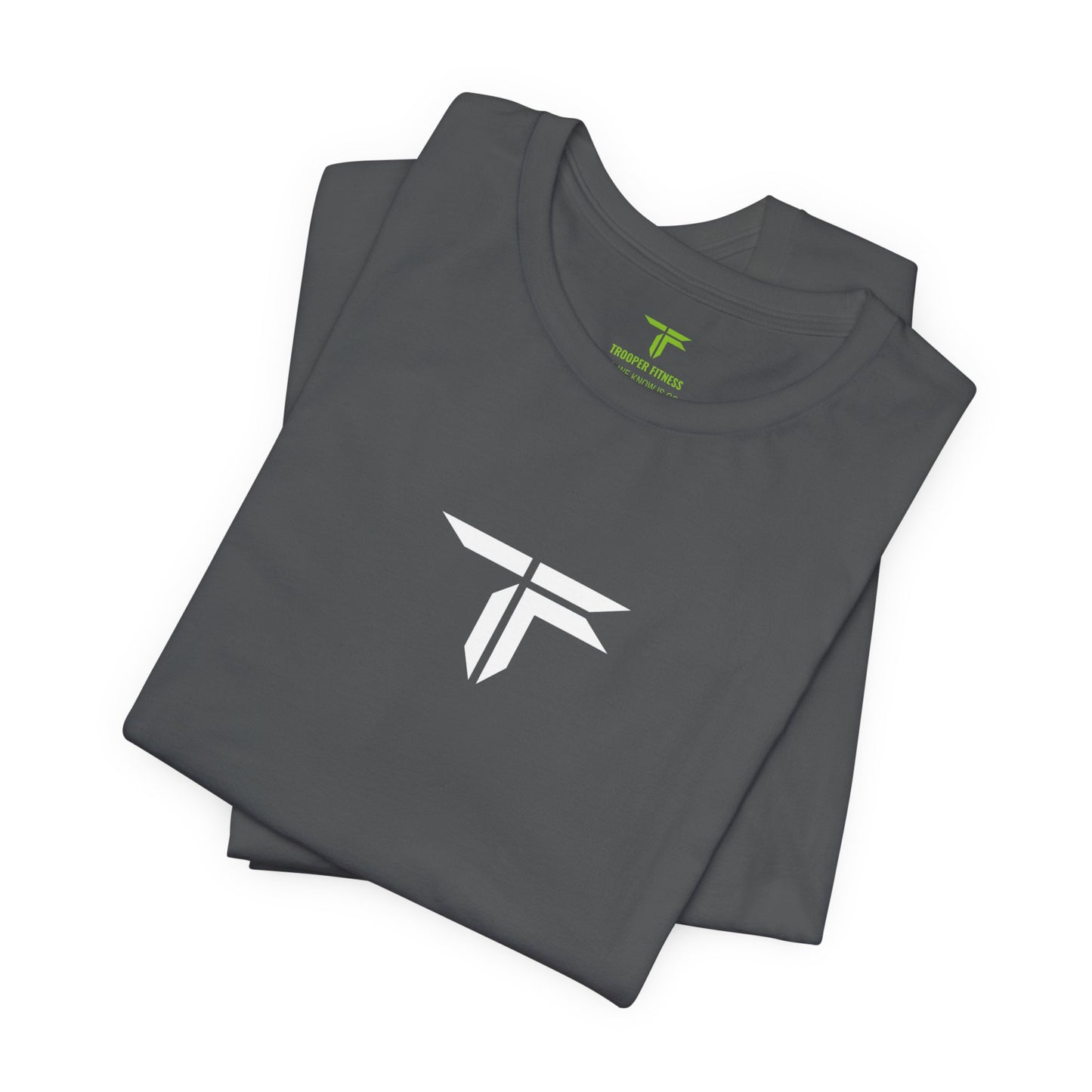 All We Know Is Go- Trooper White Logo T‑Shirt — Small Chest Emblem Tee