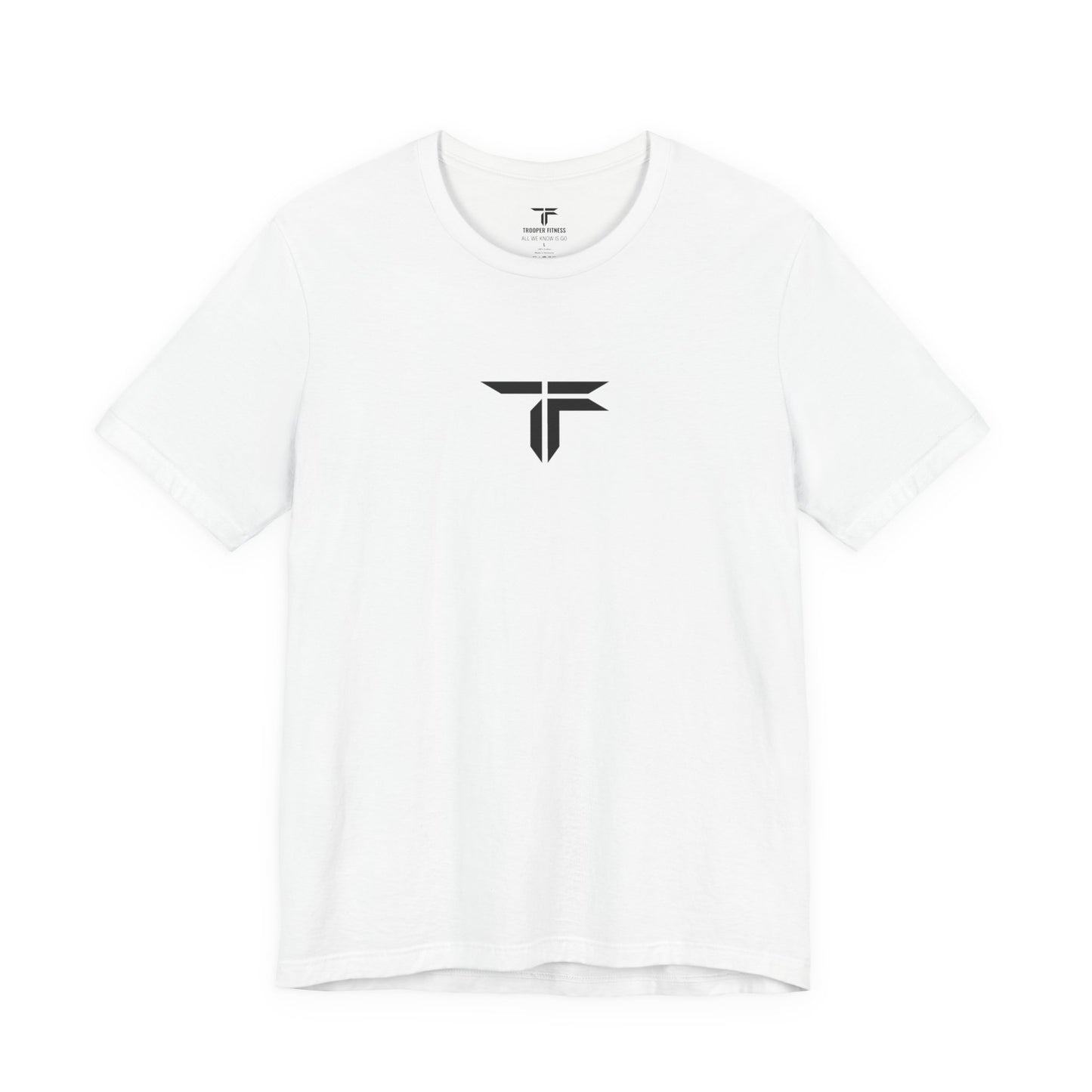 All We Know Is Go- Trooper Black Logo T‑Shirt — Small Chest Emblem Tee