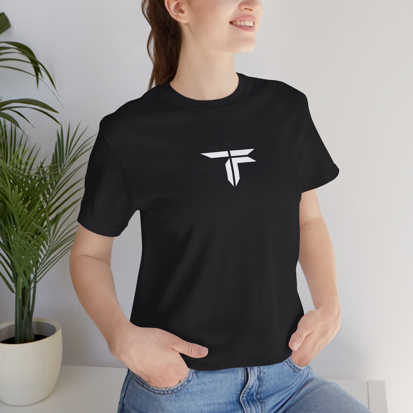 Minimal Trooper White Logo T‑Shirt — Small Chest Emblem Tee