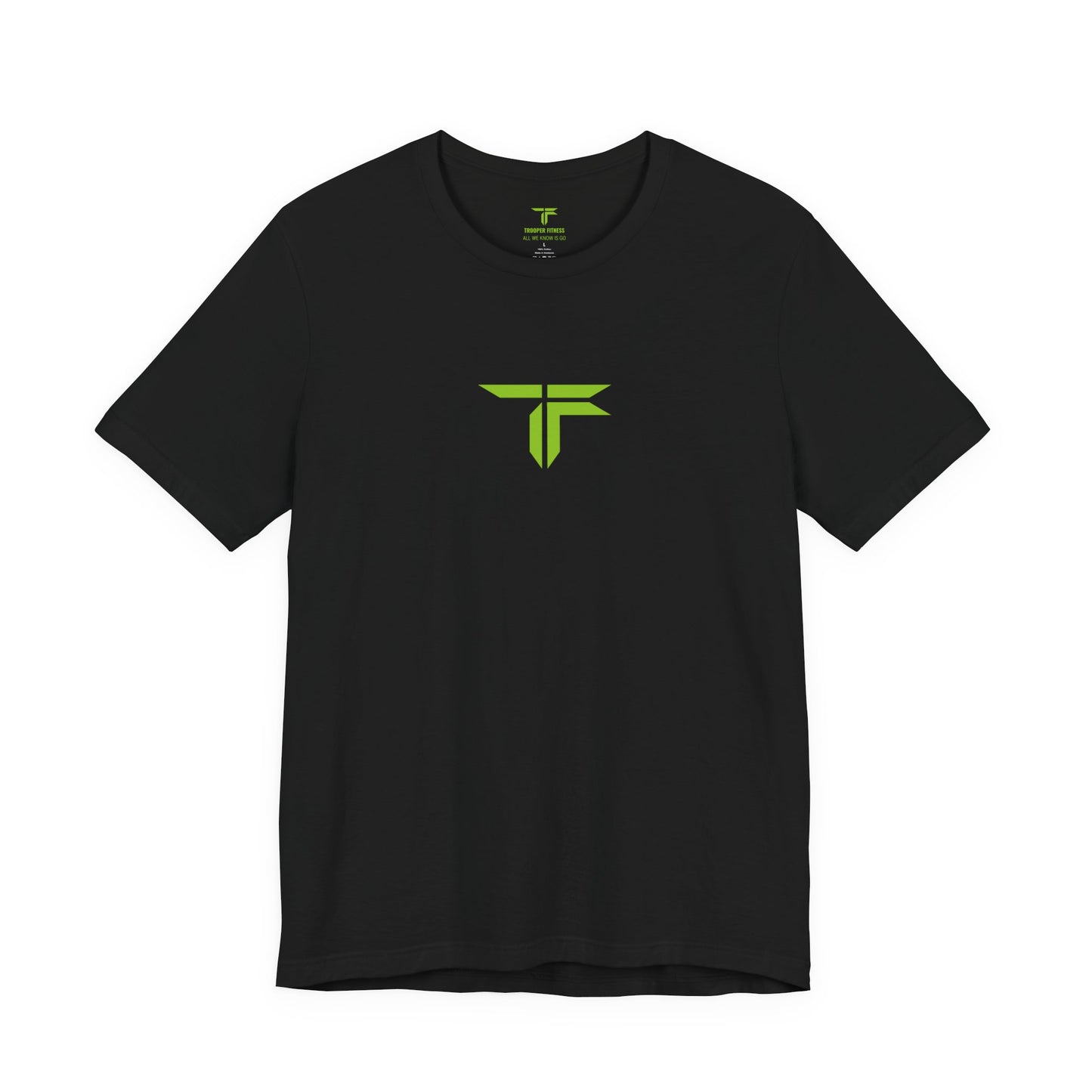 All We Know Is Go- Trooper Green Logo T‑Shirt — Small Chest Emblem Tee