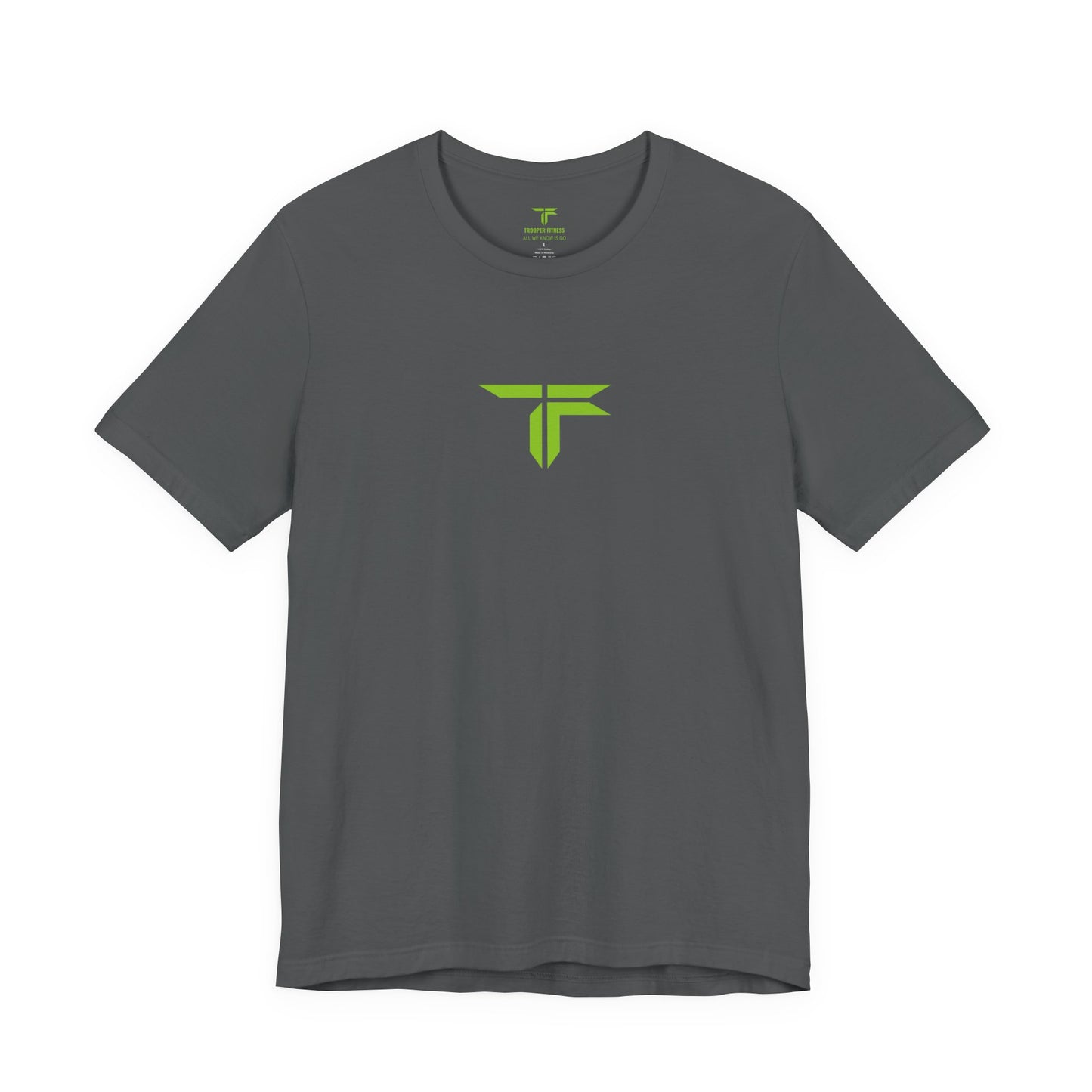 All We Know Is Go- Trooper Green Logo T‑Shirt — Small Chest Emblem Tee